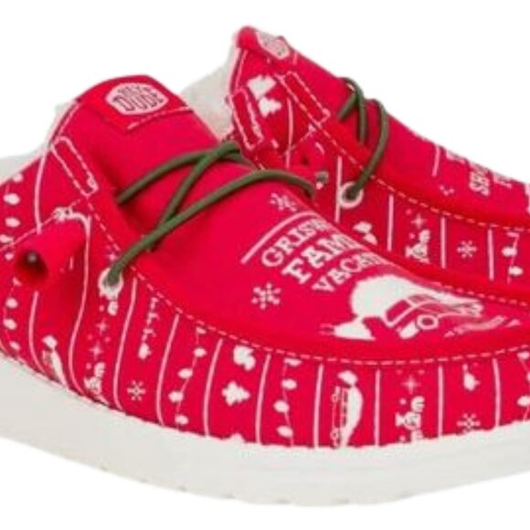 Hey Dude Christmas Vacation Wally Slip Shoes Red/Green Men's Size 9 **RARE* - Picture 1 of 6